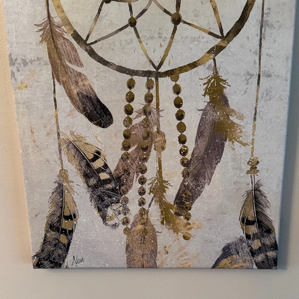 Elegant Gold and Brown Dreamcatcher Canvas Art